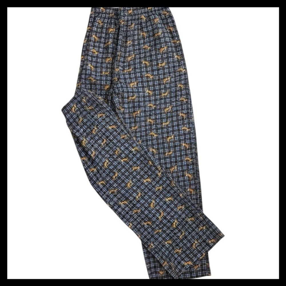 NWOT Old Navy Mens XL Pajama Pants Blue Plaid Golden Retriever Dog‎ Print Sleep